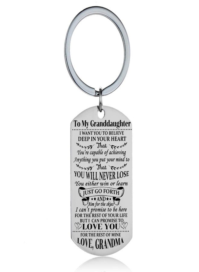 YeeQin Granddaughter Keychain Key Ring Believe Inspirational Gifts from Grandma Grandmother Birthday Graduation Christmas Gifts Jewelry Grandma To Granddaughter Gifts - Image 1