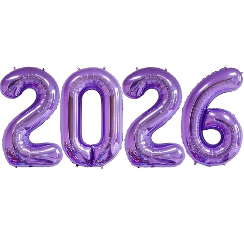 BBPOOL 2026 Purple Balloons 40 Large Purple 2026 Balloons Helium Mylar Foil Balloons for 2026 New Year Christmas Graduation Party Decoration - Image 1