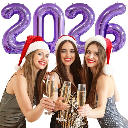 BBPOOL 2026 Purple Balloons 40 Large Purple 2026 Balloons Helium Mylar Foil Balloons for 2026 New Year Christmas Graduation Party Decoration - Image 5
