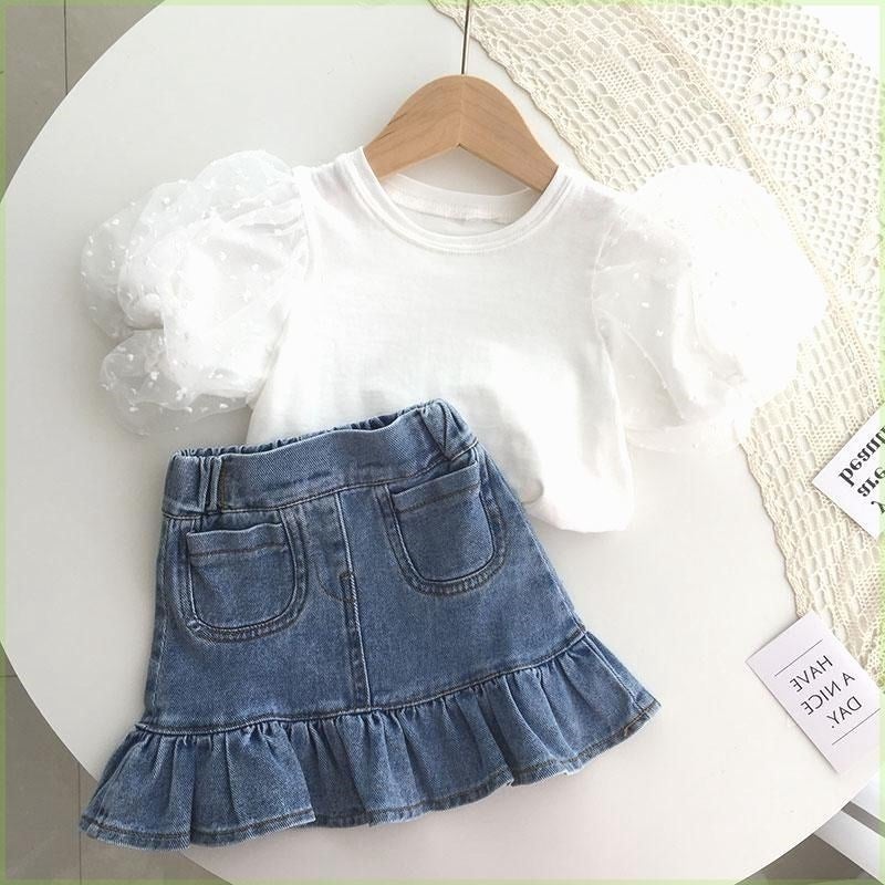 Girls Summer Denim Skirt Style Baby Girl Fashionable Fishtail Skirt Kidsren'S Ruffled Skirt Trendy - Image 2