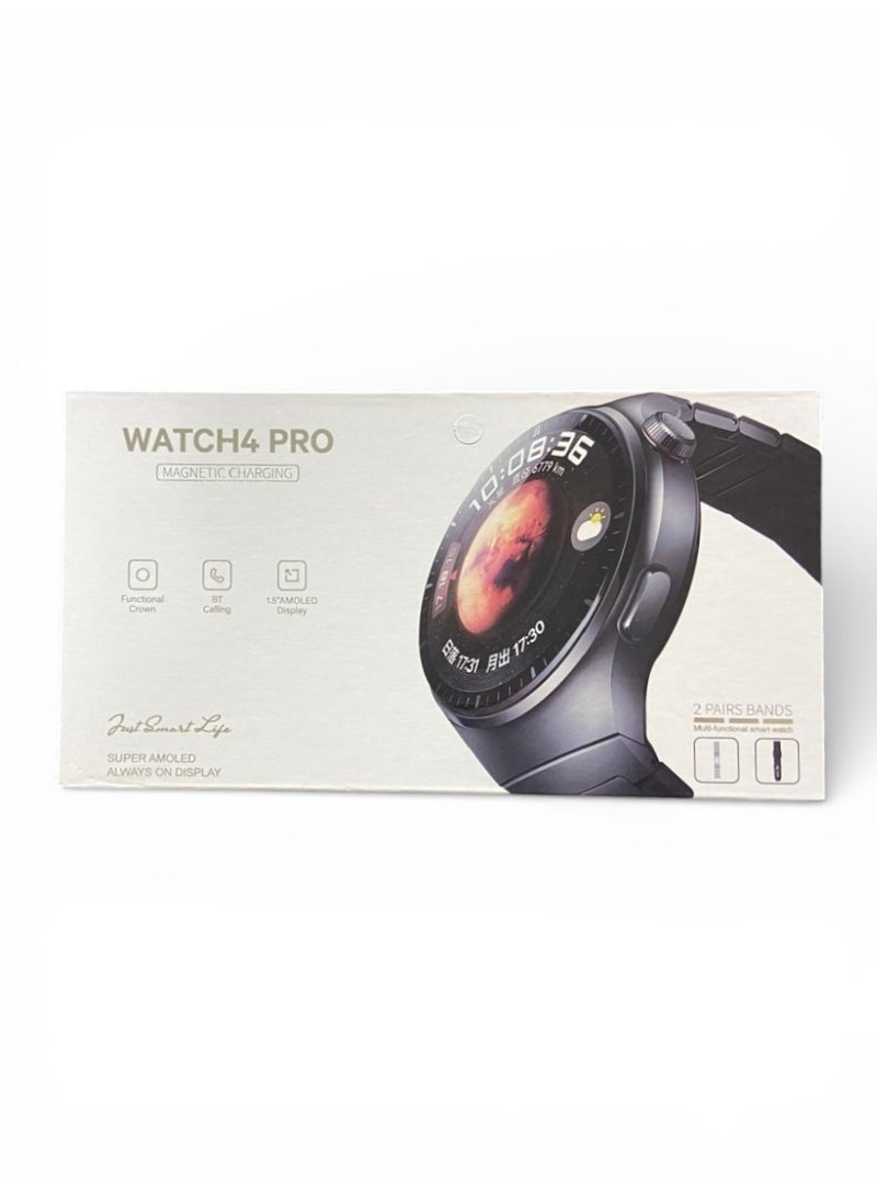 Smart Watch 4 Pro with 1.5-inch circular AMOLED screen, Bluetooth call reception, Always On Display feature, battery life lasting days, with a metal and a leather strap - Image 4