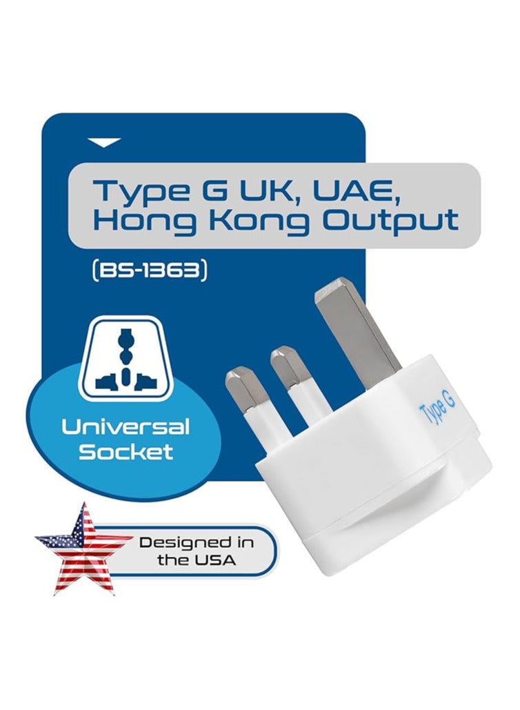 Ceptics Ceptics UK Adapter for Indian Pins, India to UAE, Hong Kong, Dubai, UK Adapter Plug - Type G Adapter - Perfect for Laptop, Camera, Chargers - CE - RoHS - 3 Pack -White- 5 Years Warranty - Image 3