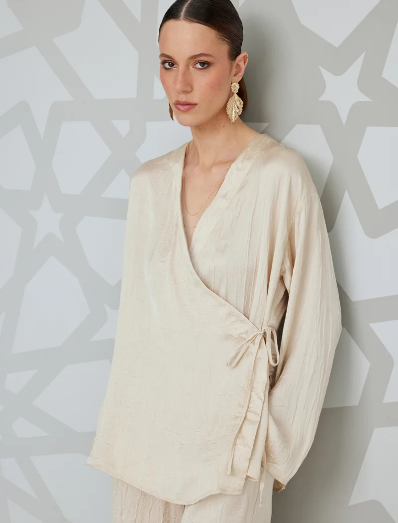 كوتون Satin Kimono Jacket