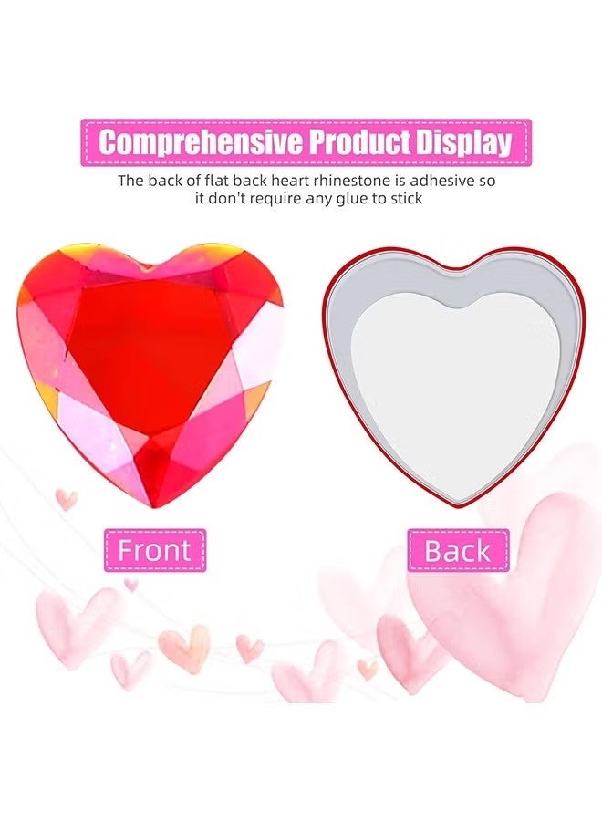 6 Sheets Crystal Gem Stickers, Acrylic Heart Gems Stickers Rhinestone Face Nail Sticker, Self Adhesive Heart Rhinestones for DIY Crafts (Colorful) - Image 2