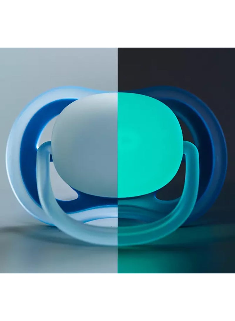 Philips Avent 2 - Pieces Ultra Air Night Buddy Bear Soft Baby Pacifier Set For 6M Plus - White And Blue - Image 5