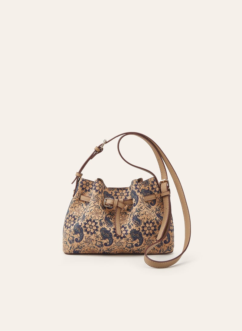 Vintage Mosaic Floral Hobo Shoulder Bag Adjustable Strap Casual Daily Crossbody Handbag - Image 1