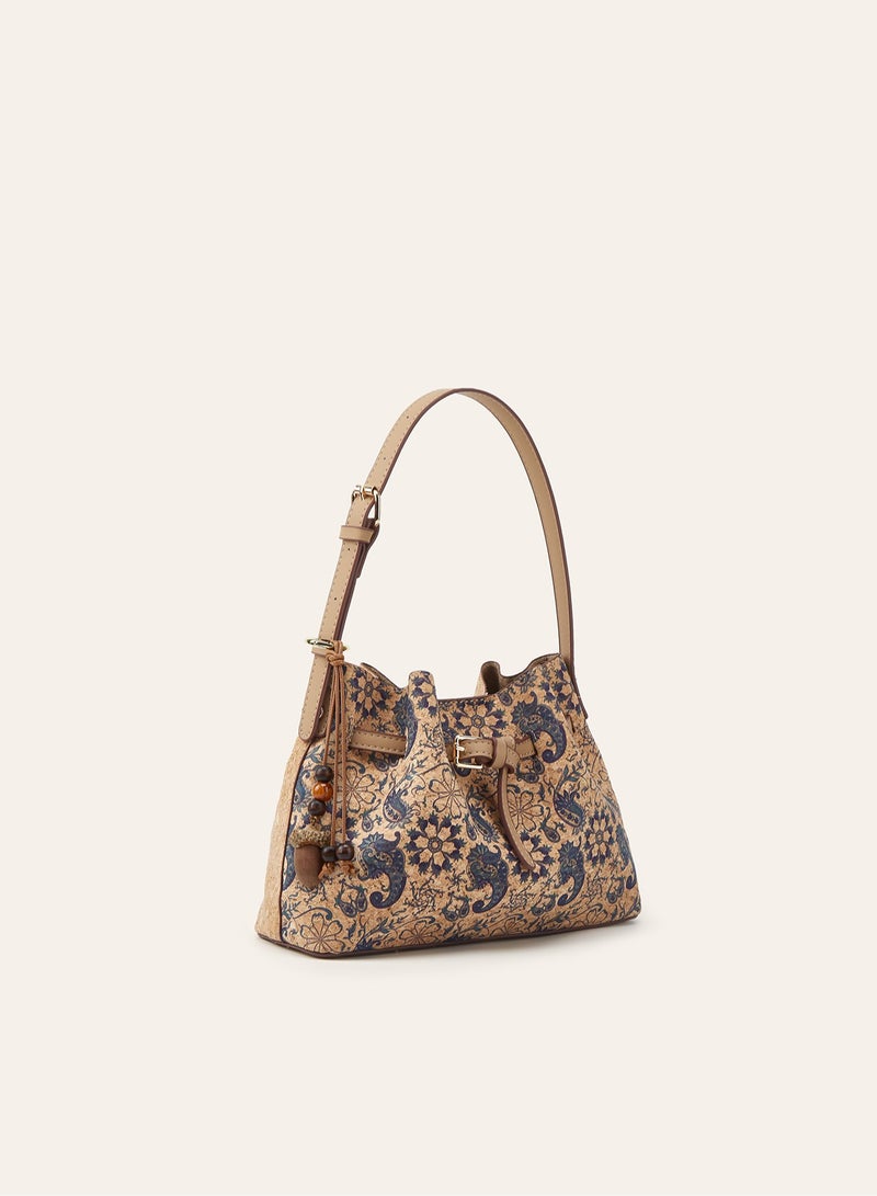 Vintage Mosaic Floral Hobo Shoulder Bag Adjustable Strap Casual Daily Crossbody Handbag - Image 2