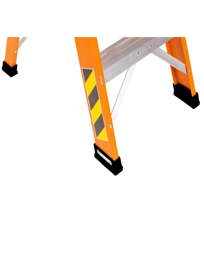 Mazaya Aluminum Foldable Ladder 5 Steps, Project Ladder Folding Heavy-Duty & Portable Step Stool with Non-Slip Feet - Adults Folding Sturdy Aluminum Ladder for Home, Kitchen, Garden, Office Use, Orange - Image 2