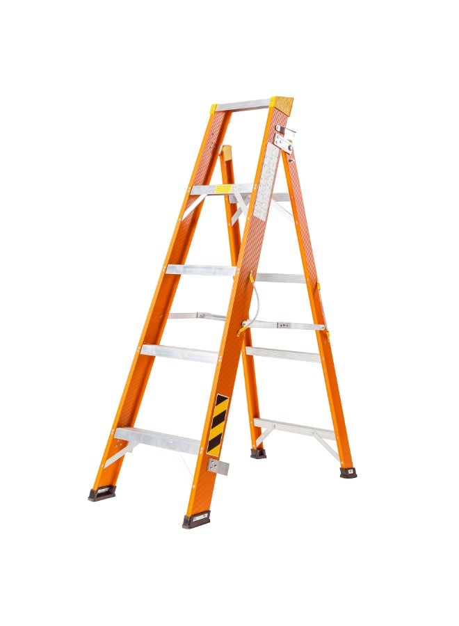 Mazaya Aluminum Foldable Ladder 5 Steps, Project Ladder Folding Heavy-Duty & Portable Step Stool with Non-Slip Feet - Adults Folding Sturdy Aluminum Ladder for Home, Kitchen, Garden, Office Use, Orange - Image 1