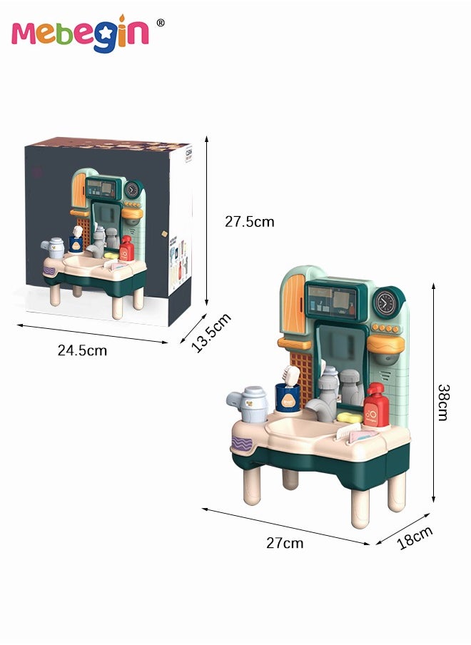 Generic - Childlike Washstand Playset with Real Working Faucet and Rich Accessaries, Multifunctional Pretend Toy for Kids, Ideal Present for Helping Kids Gain a Sense of Responsibility and Good Hygiene - Image 1