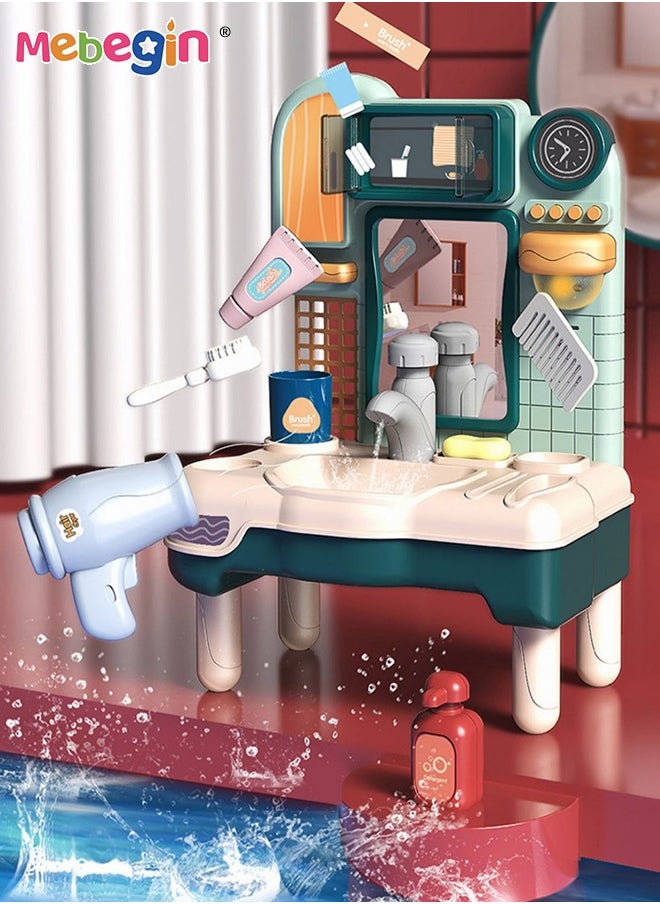 Generic - Childlike Washstand Playset with Real Working Faucet and Rich Accessaries, Multifunctional Pretend Toy for Kids, Ideal Present for Helping Kids Gain a Sense of Responsibility and Good Hygiene - Image 1