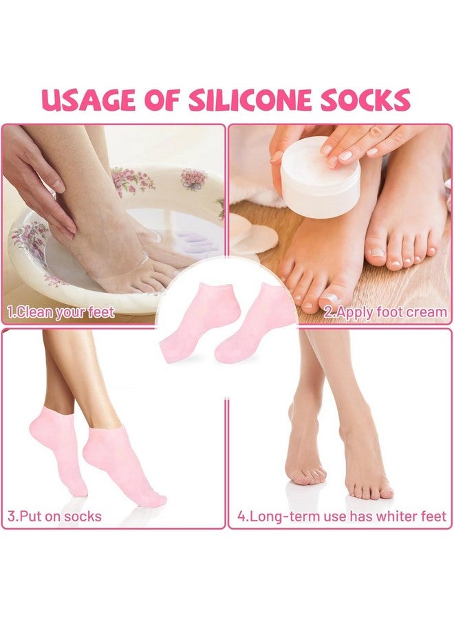 Calyrex 1 Pair Silicone Socks For Dry Cracked Feet Women, Moisturizing Foot Socks, Soft Gel Socks, Aloe Socks Women's Spa Pedicure Foot Care Socks For Repairing Dry Feet, Multicolour - Image 4