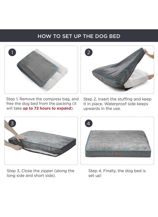 بيد شور أسرّة كلاب مقاومة للماء من Bedsure للكلاب الكبيرة - سمك 4 بوصات حتى وزن 80 رطلاً، وسائد حصيرة للحيوانات الأليفة مع غطاء قابل للإزالة والغسل، لون رمادي  - Image 5