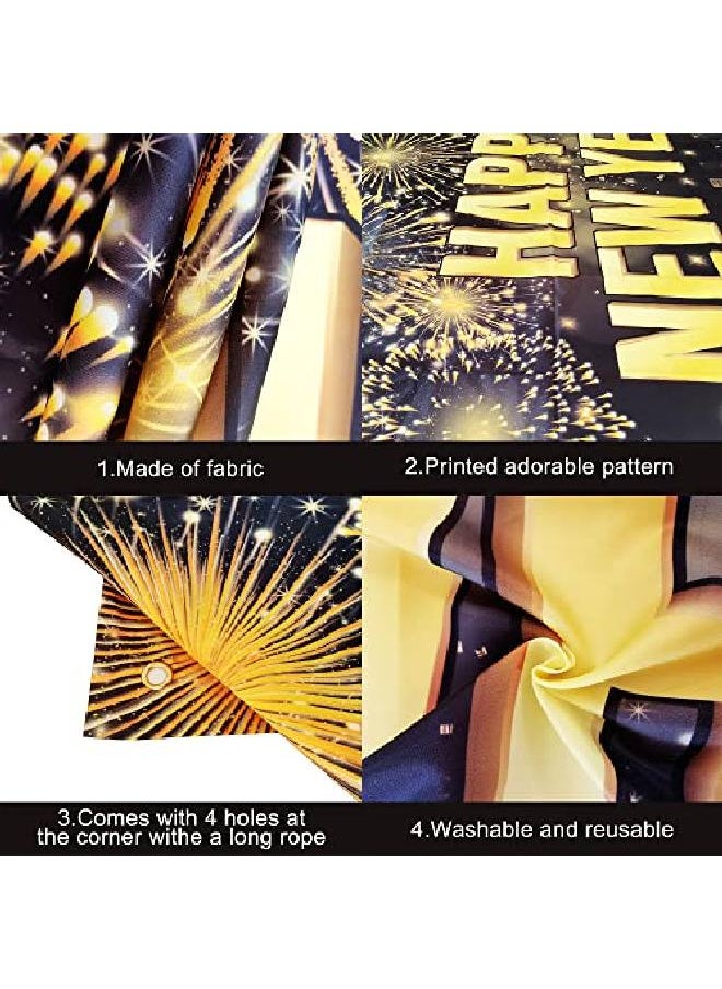 KATCHON Xtralarge Happy New Year Banner 72X44 Inch Nye Decorations 2022 | New Years Eve Banner Happy New Year Decorations 2022 | New Years Banner 2022 For New Years Eve Party Supplies 2022 New Year Backdrop  - Image 5