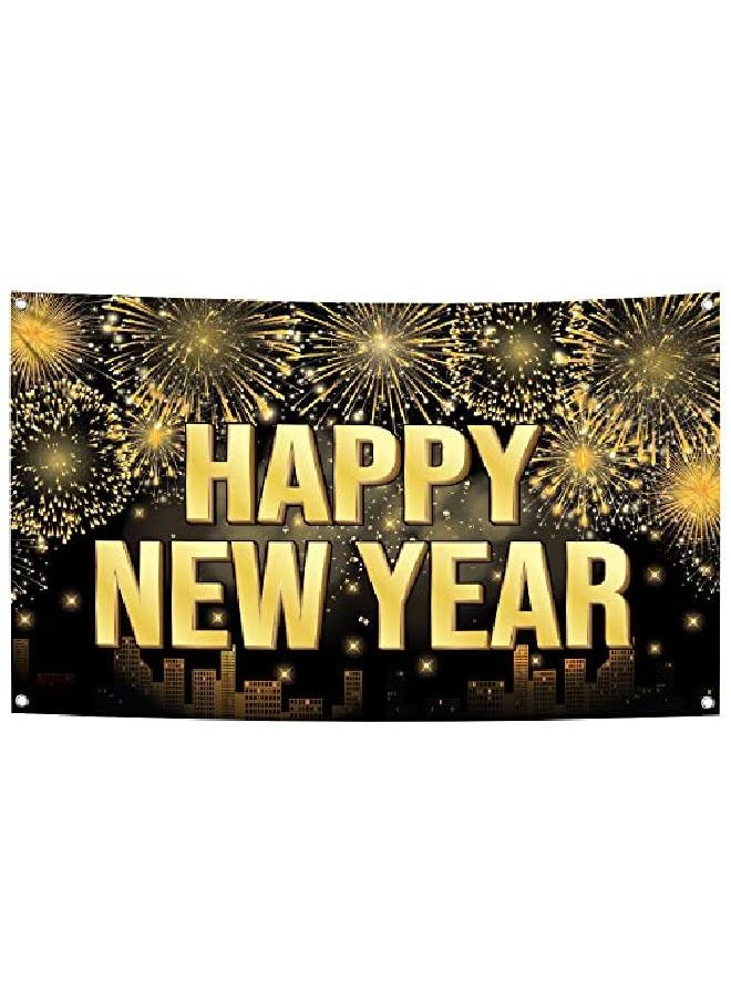 KATCHON Xtralarge Happy New Year Banner 72X44 Inch Nye Decorations 2022 | New Years Eve Banner Happy New Year Decorations 2022 | New Years Banner 2022 For New Years Eve Party Supplies 2022 New Year Backdrop  - Image 1