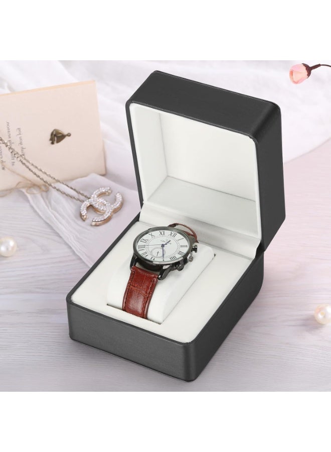 Leather Watch Box with Cushion – Portable Travel Watch Case, Unisex Watch Storage Gift Box for Single Watch (Black) – Ideal for Birthdays, Anniversaries, and Father's Day - Image 3