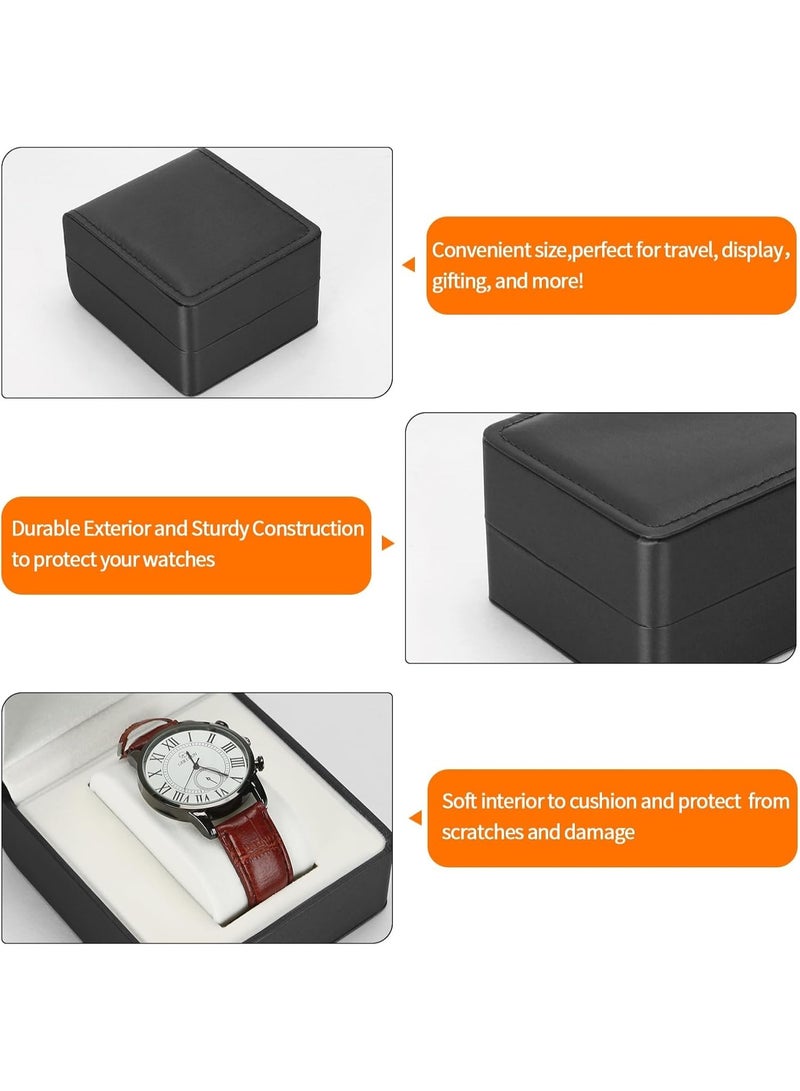 Leather Watch Box with Cushion – Portable Travel Watch Case, Unisex Watch Storage Gift Box for Single Watch (Black) – Ideal for Birthdays, Anniversaries, and Father's Day - Image 2