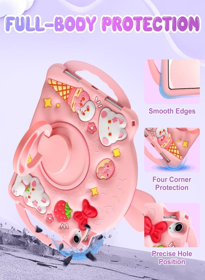 Wazzasoft for iPad A16 Case(11th) 11 inch 2025/10th Generation 10.9 inch 2022 - Kids Girls Cute Girly Protective Silicone Rabbit Tablet Cover with Shoulder Strap & Rotating Kickstand & Handle - Image 5