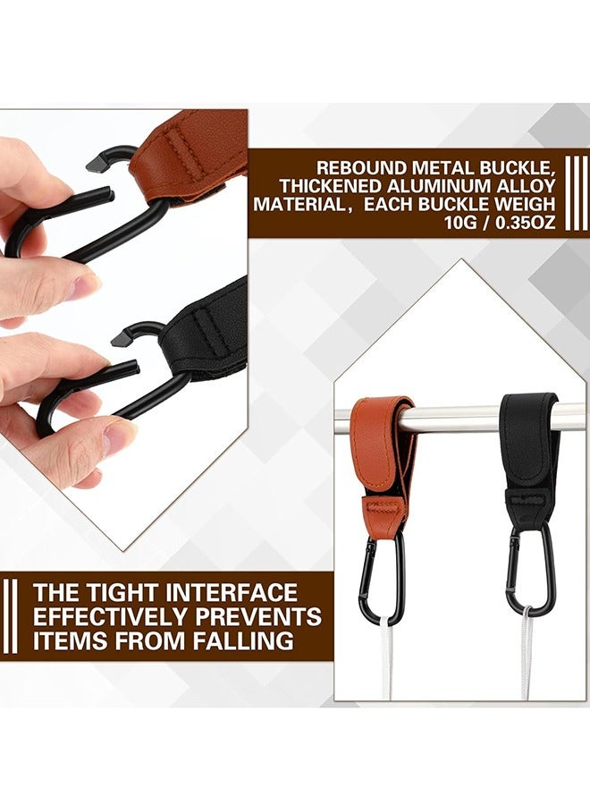 بيبي لاند خطافات عربة الأطفال ومشابك حقيبة عربة الأطفال القابلة للتعديل لتعليق حقائب الحفاضات أو حقيبة التسوق(2 اسود/2 بني) - Image 3