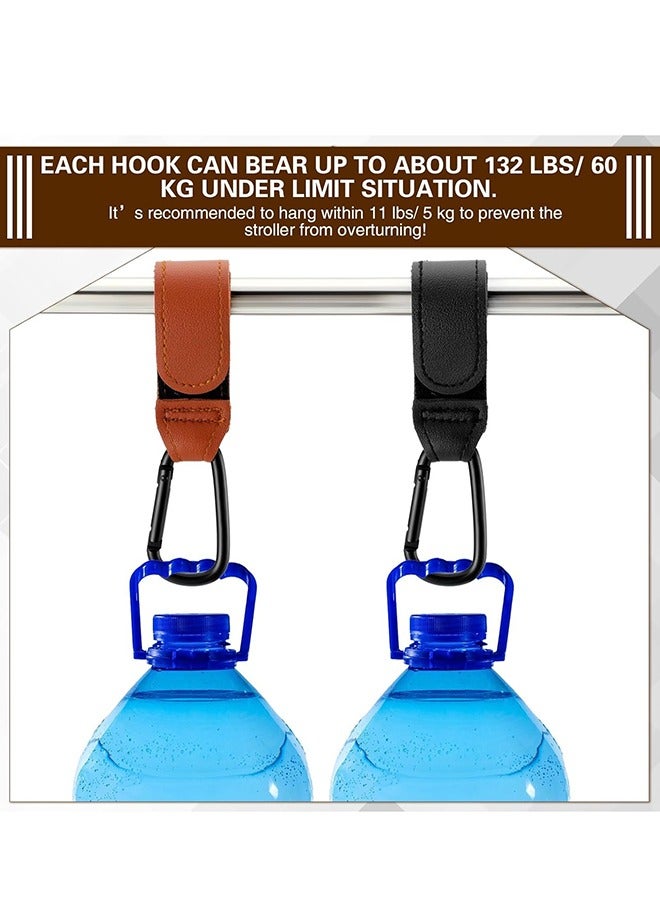بيبي لاند خطافات عربة الأطفال ومشابك حقيبة عربة الأطفال القابلة للتعديل لتعليق حقائب الحفاضات أو حقيبة التسوق(2 اسود/2 بني) - Image 4
