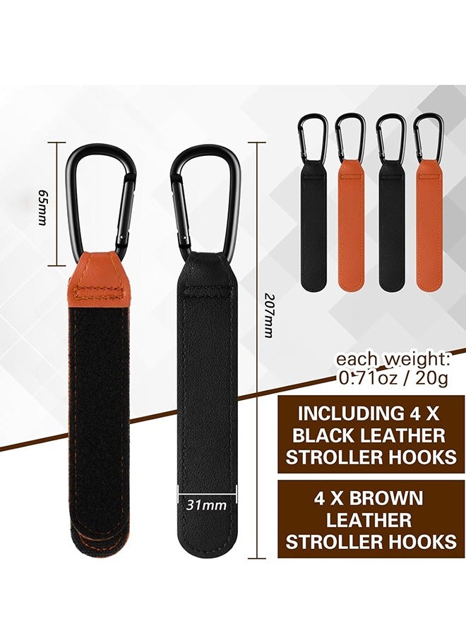 بيبي لاند خطافات عربة الأطفال ومشابك حقيبة عربة الأطفال القابلة للتعديل لتعليق حقائب الحفاضات أو حقيبة التسوق(2 اسود/2 بني) - Image 2