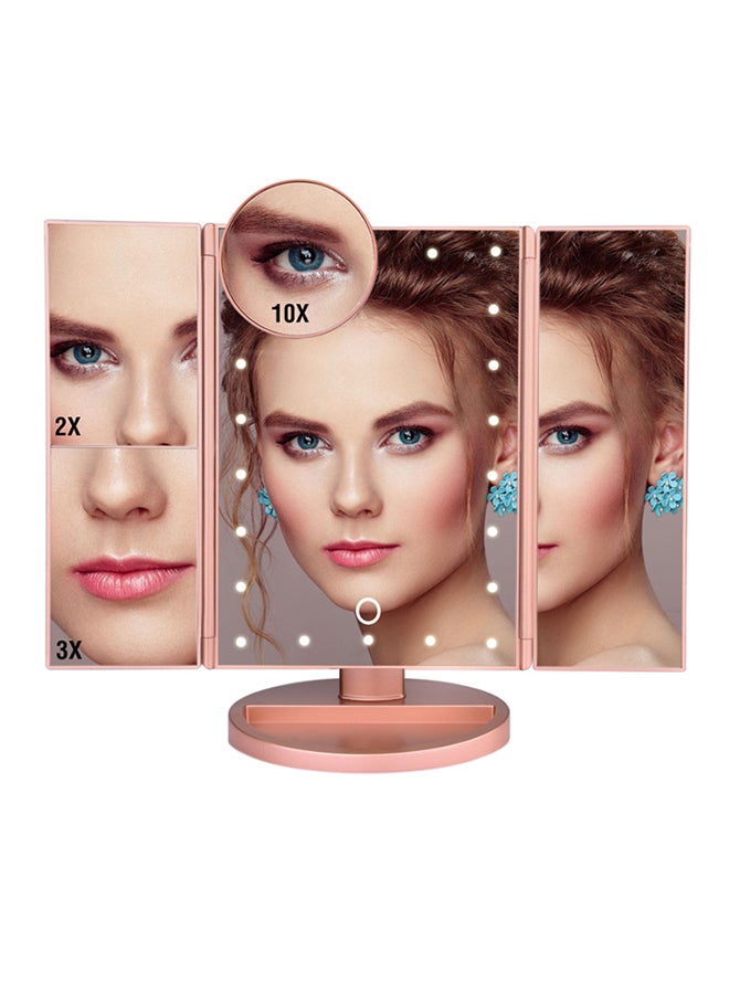 LED Touch Screen Magnifying Vanity Makeup Mirror Rose Gold 30*20centimeter - Image 2