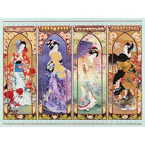 Bits and Pieces 500 Piece Jigsaw Puzzle for Adults Oriental Gate Quilt Geisha Jigsaw Puzzle by Artist Haruyo Morita Completed Puzzle Size 18 x 24 - Image 1