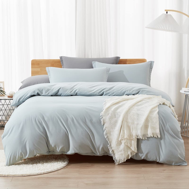 Dreaming Wapiti Duvet Cover QueenWashed Microfiber Cornflower Blue Queen Size Duvet Cover SetSolid Color  Soft and Breathable with Zipper Closure  Corner Ties Cornflower BlueQueen