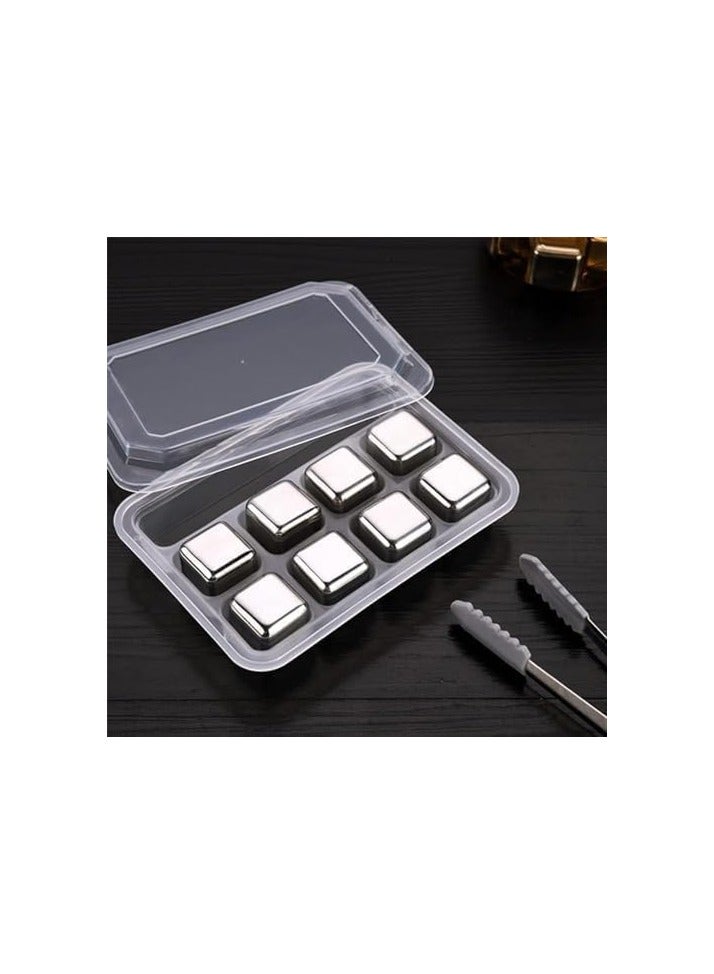 بلومنغ تايم مكعبات ثلج من الفولاذ المقاوم للصدأ، 8 قطع قابلة لإعادة الاستخدام جديدة - Image 3