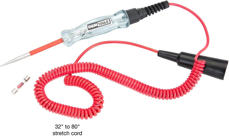 OEMTOOLS 25886 Circuit Tester 624 Volt Black and Red Live Wire Tester Electrical Tool 12V Test Light Automotive Test LED Test Light for Car Tests - Image 2