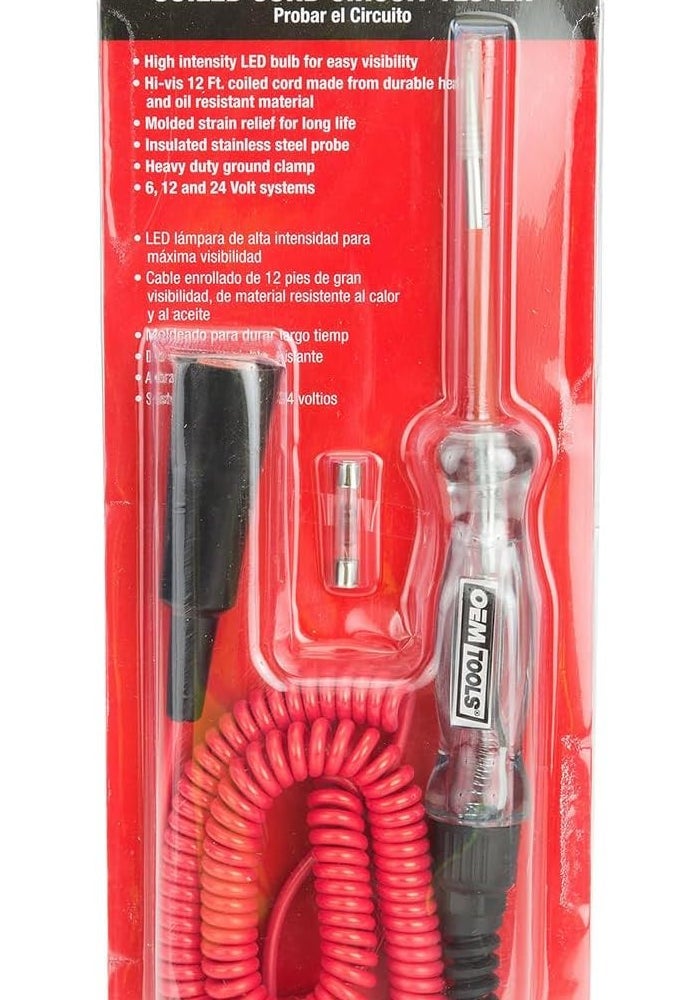 OEMTOOLS 25886 Circuit Tester 624 Volt Black and Red Live Wire Tester Electrical Tool 12V Test Light Automotive Test LED Test Light for Car Tests - Image 3