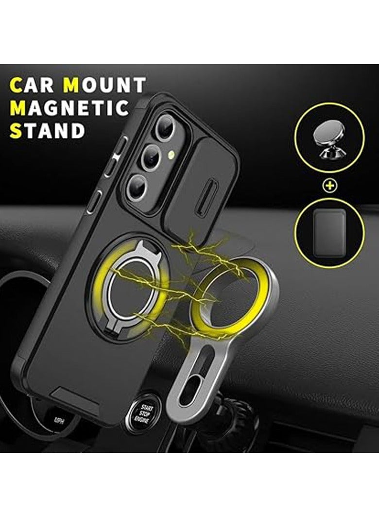 general Case Compatible with Galaxy S24 FE 5G with Camera Cover Protection, [Support Magnetic Car Holder] 360 Degree Invisible Ring Holder,Shockproof Phone Case - Image 3