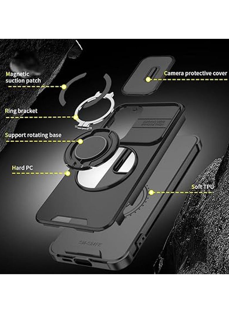 general Case Compatible with Galaxy S24 FE 5G with Camera Cover Protection, [Support Magnetic Car Holder] 360 Degree Invisible Ring Holder,Shockproof Phone Case - Image 4