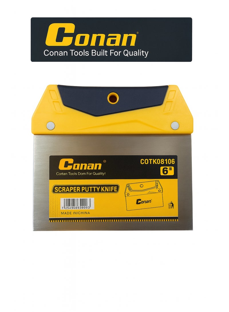 Conan Set of 3 CONAN Putty Scraper Knives – Model COTK08106 – 6" Stainless Steel Blades with Ergonomic Handles - Image 3