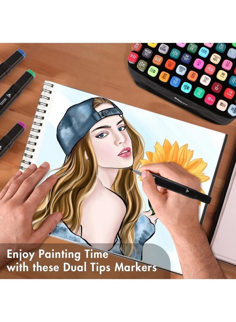 36 Colors Dual Tip Alcohol Markers Set – Professional Art Drawing and Coloring Pens with Fine and Chisel Tips for Sketching Shading Anime Manga Illustration and Fashion Design – Fast Drying Blendable Colored Markers with Carrying Case for Kids Adults Artists Students and Creative Projects - Image 5