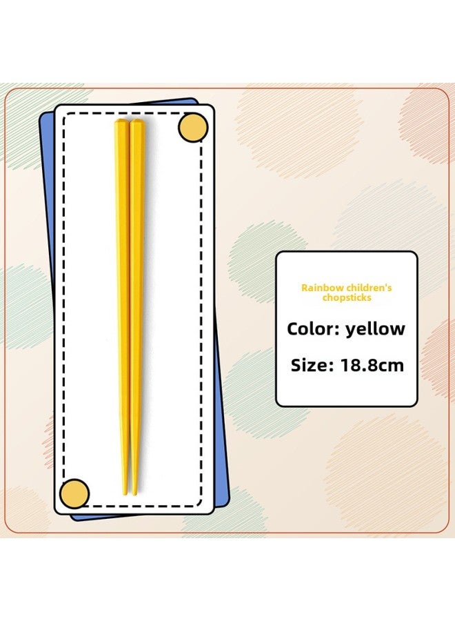 Ins High-value Rainbow Color Children's Hexagon Alloy Chopsticks High Temperature Resistant Non-mildew Portable Short Chopsticks-Color:Milk Yellow (opp Bag)  - Image 1