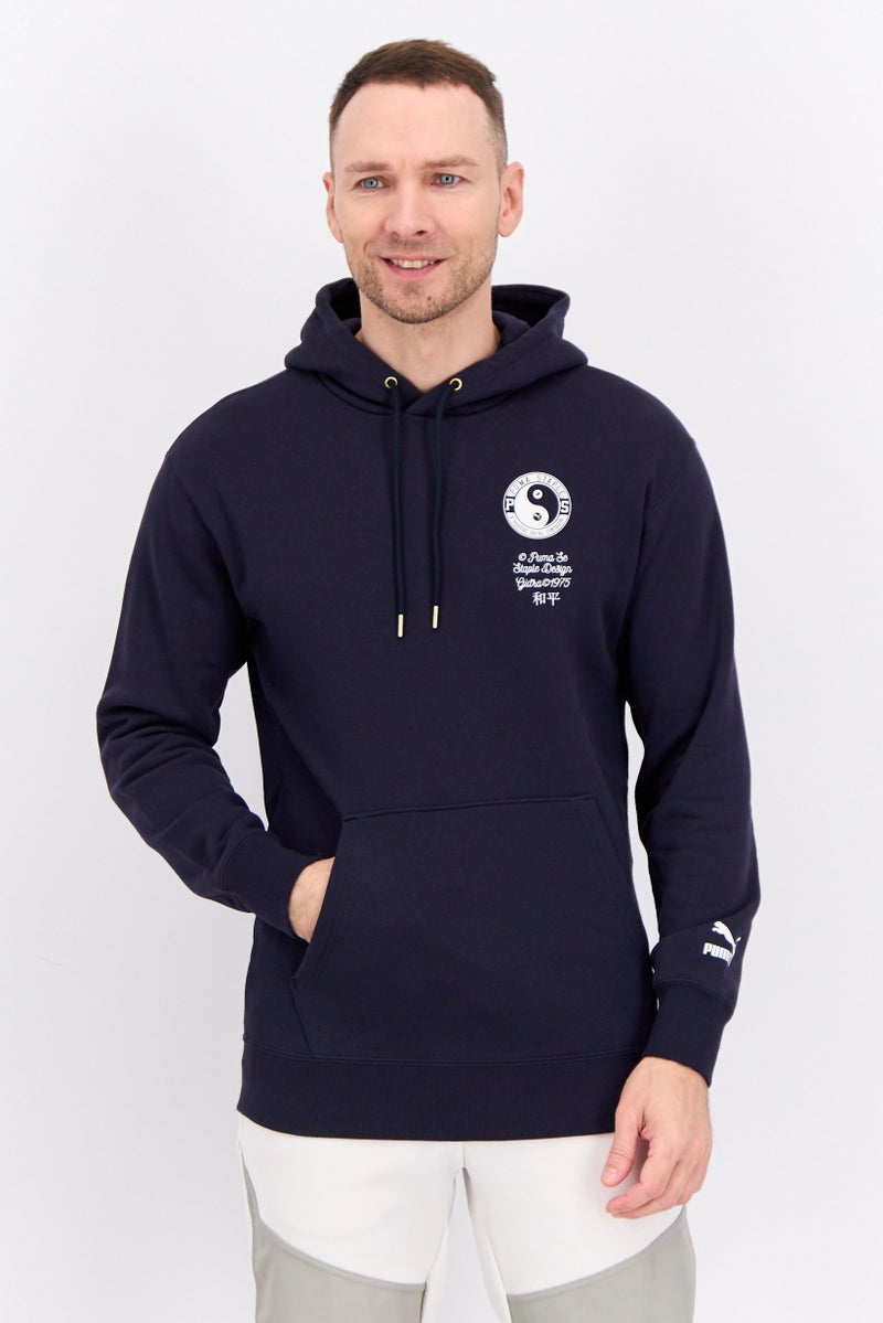 PUMA ملابس رياضية للرجال بأكمام طويلة مناسبة، هوديز خارجية، أزرق داكن - Image 1