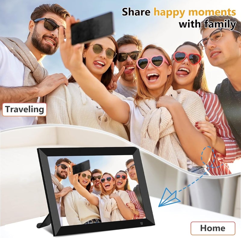 بوصة واي فاي إطار الصور الرقمية بنيت في ذاكرة 32 جيجا بايت، 1280x800 IPS شاشة اللمس LCD، الدوار التلقائي والصوت، سريع وسهل مشاركة الصور أو الفيديو عن طريق تطبيق Frameo، بنيت في كاشف الحركة الذكي - Image 5