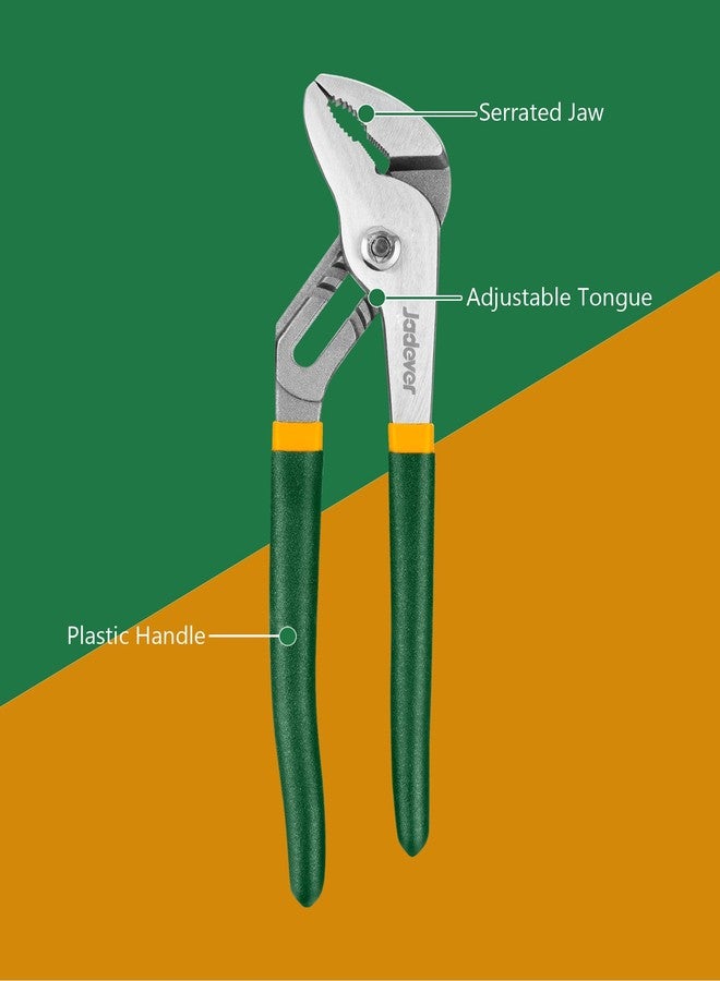 جاديفر  كماشة مضخة مياه من Jadever مقاس 10 بوصات، كماشة لسان وأخدود، كماشة مفصل انزلاقي بفك مسنن، 6 أوضاع فك قابلة للتعديل، أقصى سعة فتح 50 مم، مناسبة لإصلاحات المنازل/مسكات الصواميل/الأنابيب - Image 2