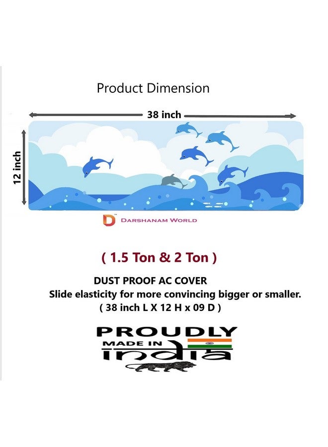 Stuti World Beautiful Designer AC Cover, Printed Air Conditioning Dust Cover - Folding Design Cover For Indoor All Type Split AC - 97 X 31 X 21.5 Cm (Dolphin) - Polyester - Image 4