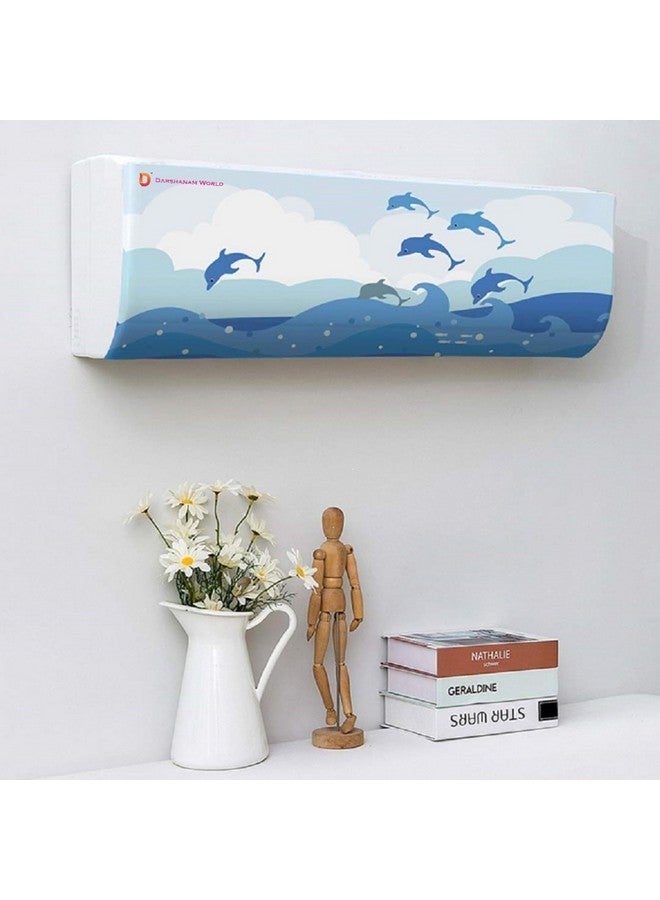 Stuti World Beautiful Designer AC Cover, Printed Air Conditioning Dust Cover - Folding Design Cover For Indoor All Type Split AC - 97 X 31 X 21.5 Cm (Dolphin) - Polyester - Image 2