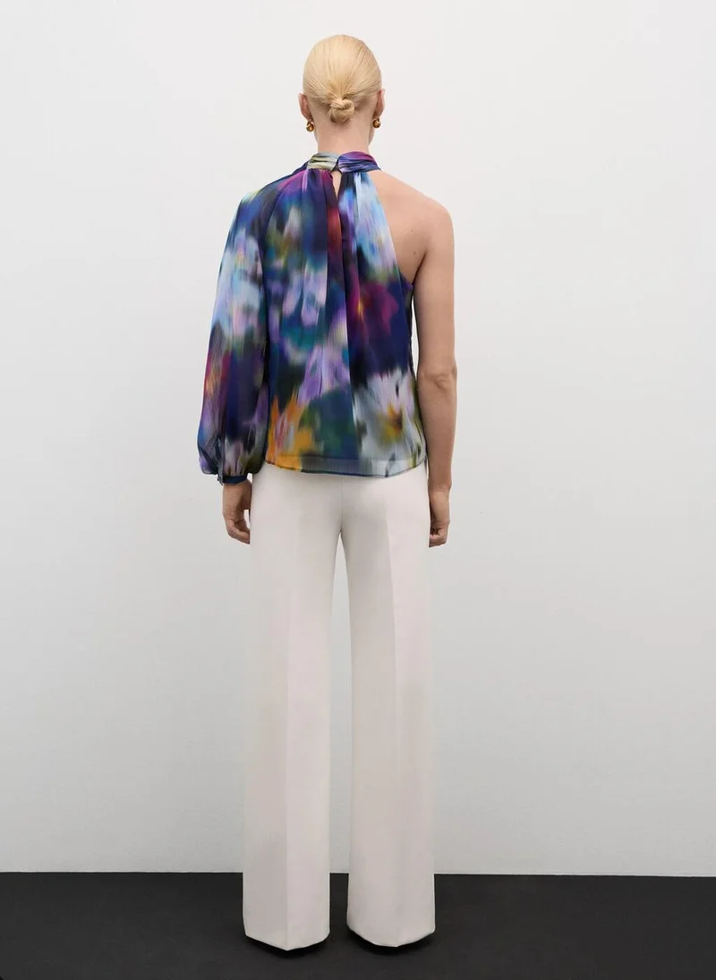 MANGO Asymmetrical Printed Blouse