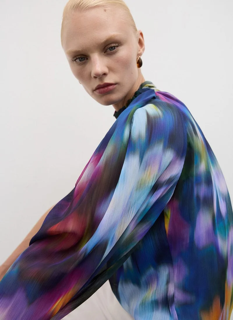 MANGO Asymmetrical Printed Blouse