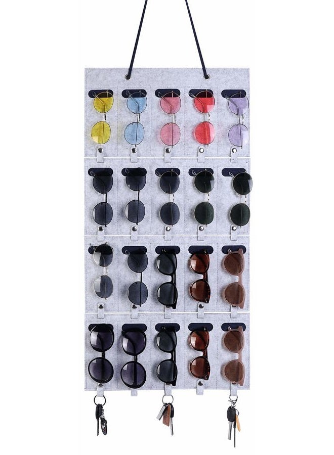 RUIZHIXUAN Sunglasses Organizer Storage, Detachable Eyeglasses Holder Hanging Wall display, Eyewear Felt Pocket Hanger (Gray)  - Image 1