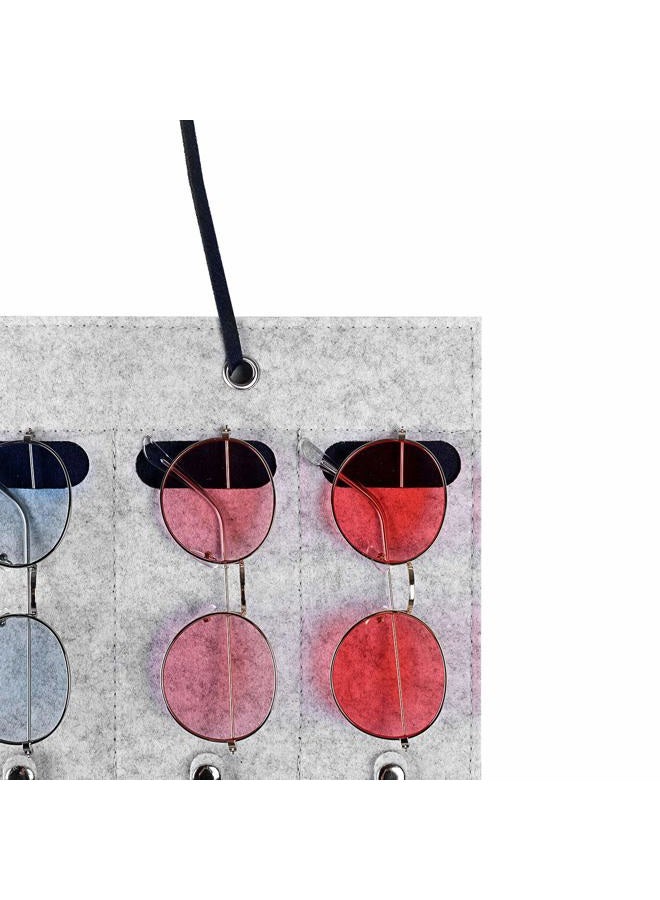 RUIZHIXUAN Sunglasses Organizer Storage, Detachable Eyeglasses Holder Hanging Wall display, Eyewear Felt Pocket Hanger (Gray)  - Image 4