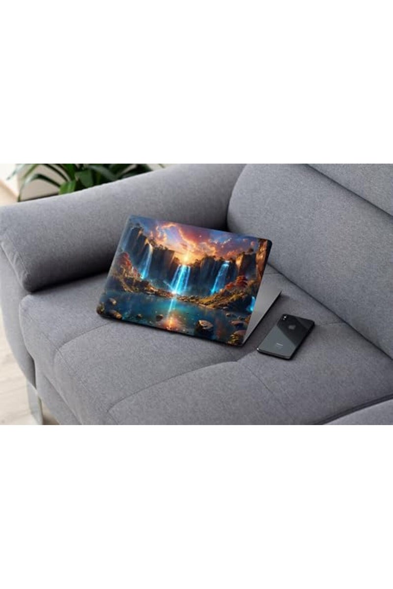 ALAYRA Waterfall Sky Sunrise Scenery Digital Art, Laptop Skin Sticker Decal,13.3 14 15 15.4 15.6 Inch Laptop Universal Vinyl Skin Sticker Cover,Dustproof, Waterproof,Decal Protector With Free 2 Wrist Pads - Image 3