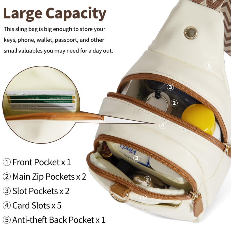 OSOCE Crossbody Bags for Women Sling Bag Anti Theft PU Leather Travel Chest Purse Small Adjustable Strap Fits Large Phone - Image 4