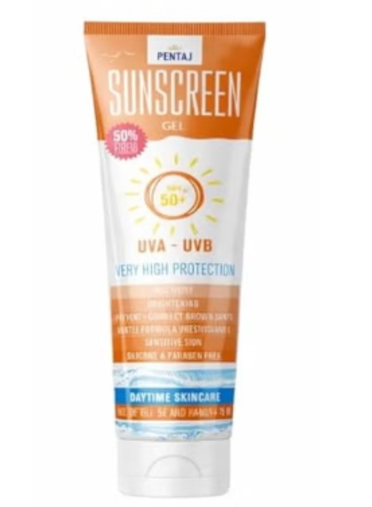 بنتاج SPF 50+ جل واقي من الشمس بحماية عالية جدًا من أشعة UVA/UVB مضاد للمعان يفتح البشرة ويمنع ويعالج البقع الداكنة بتركيبة لطيفة مع فيتامين E مناسب للبشرة الحساسة خالٍ من السيليكون والبارابين للاستخدام النهاري للوجه ومنطقة الصدر واليدين 75 مل - Image 2