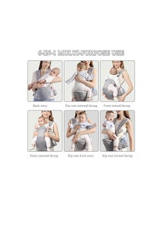 Generic Baby Carrier with Hip Seat for Newborn to Toddler, 6-in-1 Ergonomic Infant Carrier for 0-36 Month Baby, All Positions Soft Breathable Mesh Wrap Carrier with Waist Stool, Baby Holder-Grey  - Image 2