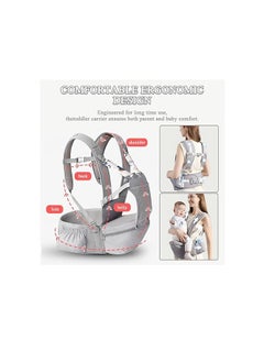 Generic Baby Carrier with Hip Seat for Newborn to Toddler, 6-in-1 Ergonomic Infant Carrier for 0-36 Month Baby, All Positions Soft Breathable Mesh Wrap Carrier with Waist Stool, Baby Holder-Grey  - Image 5